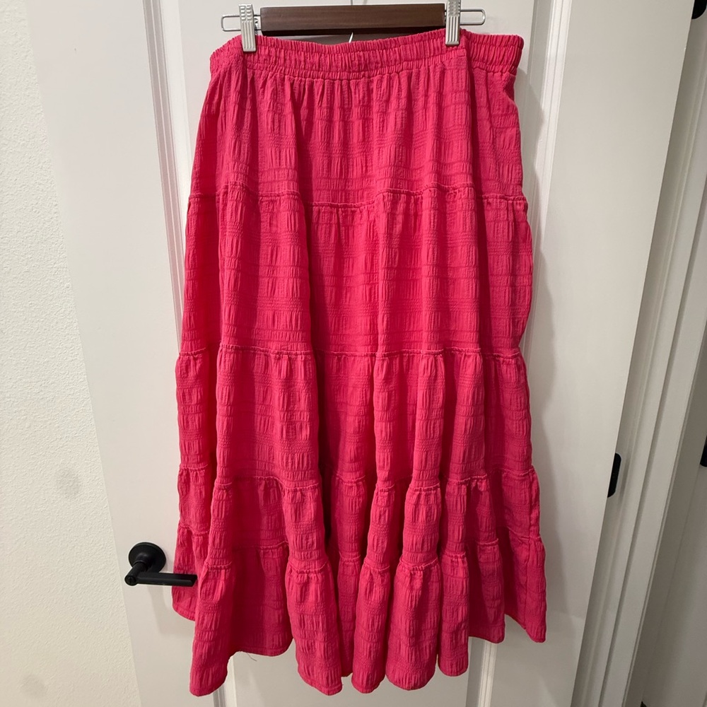 Pink Tiered Maxi Skirt